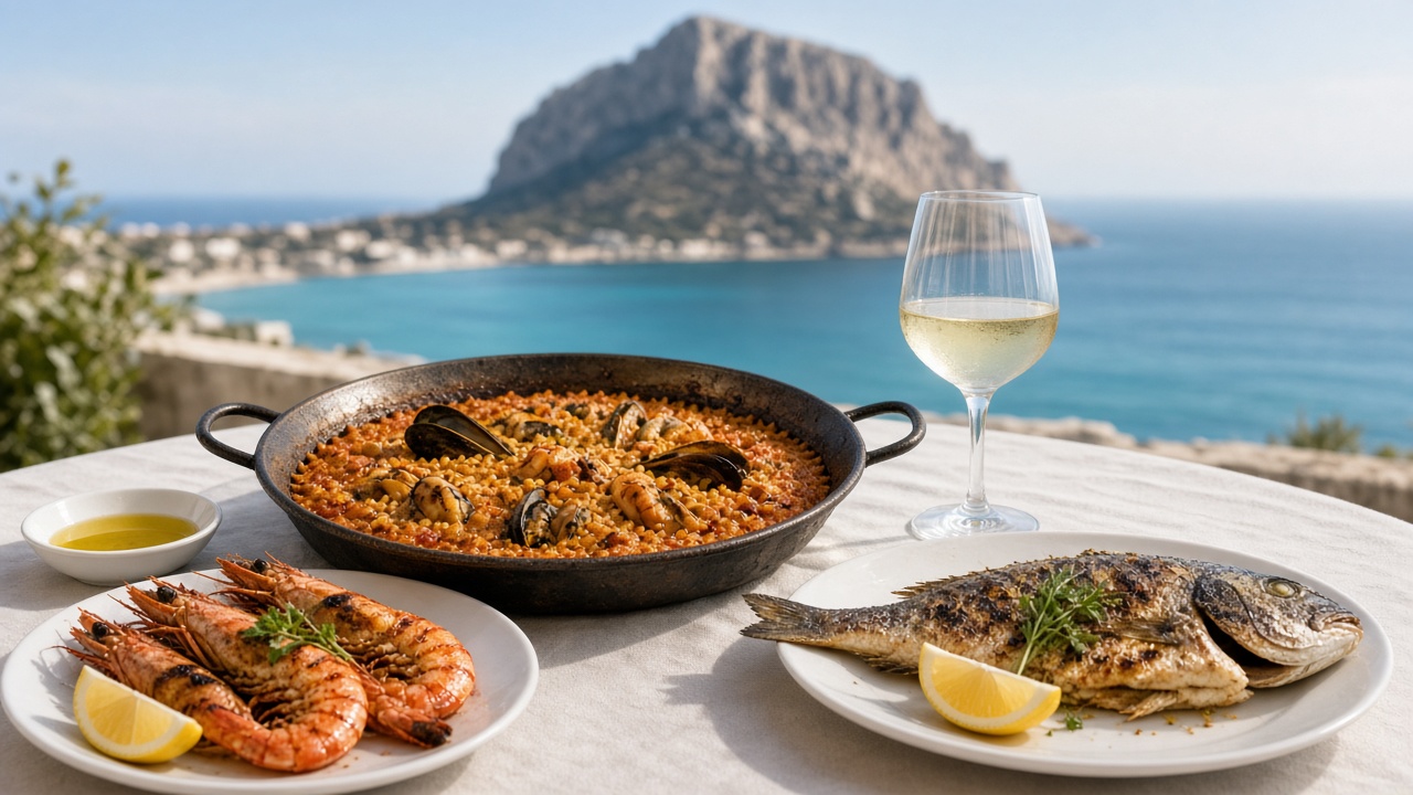 Riz aux fruits de mer et cuisine m&eacute;diterran&eacute;enne &agrave; Calpe
