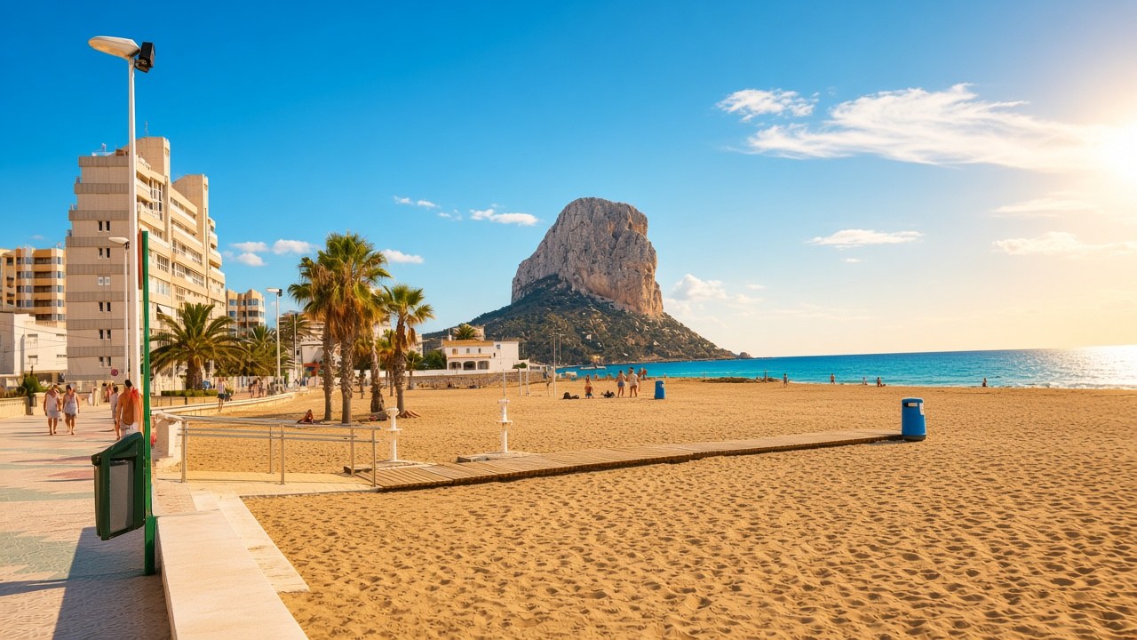 Plage Arenal-Bol et Pe&ntilde;&oacute;n de Ifach &agrave; Calpe
