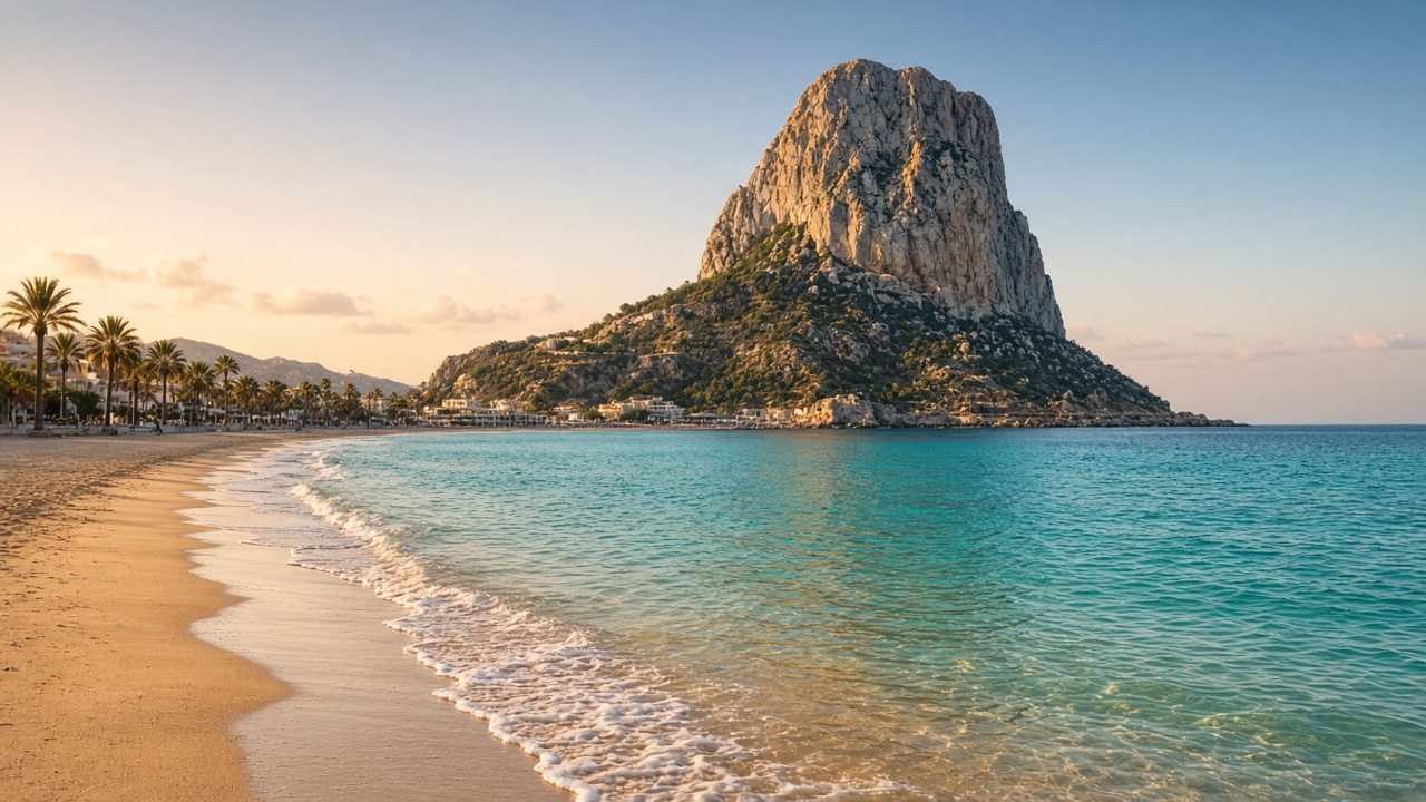 Plage Arenal-Bol et Pe&ntilde;&oacute;n de Ifach &agrave; Calpe